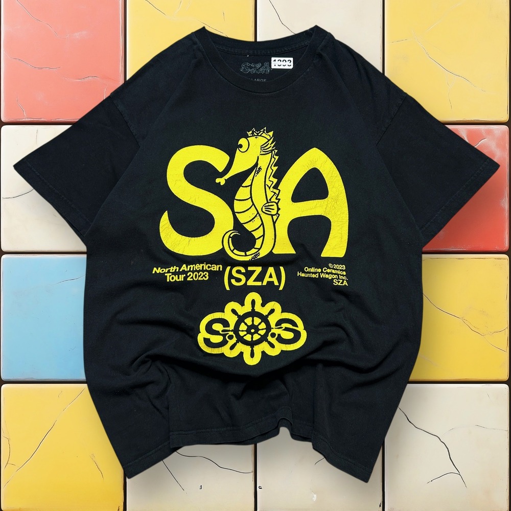 Online Ceramics SZA SOS Tour Shirt Mens XL Black Seahorse Concert Tee 2023 Music